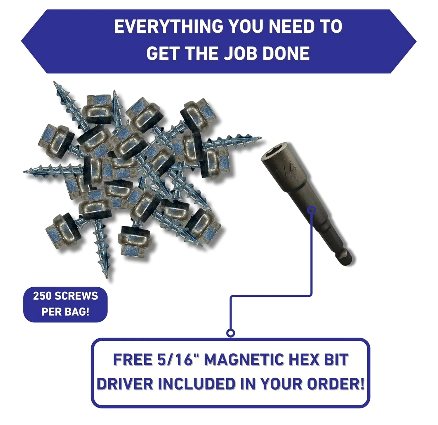 #12 x 1" ZXL Dome Cap Metal Roofing Screws (Metal-to-Wood) - Image 3