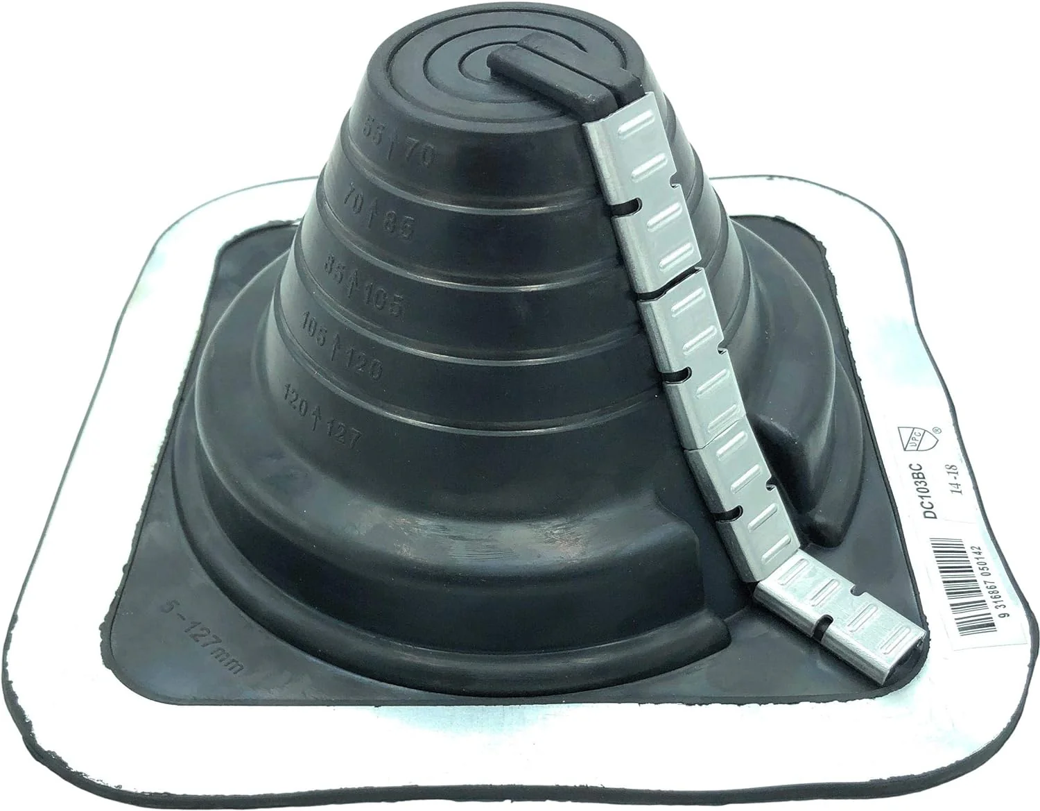 Dektite Black EPDM Zipper Combo Square Base - Retrofit Metal Roofing Pipe Flashing Boots - Image 3
