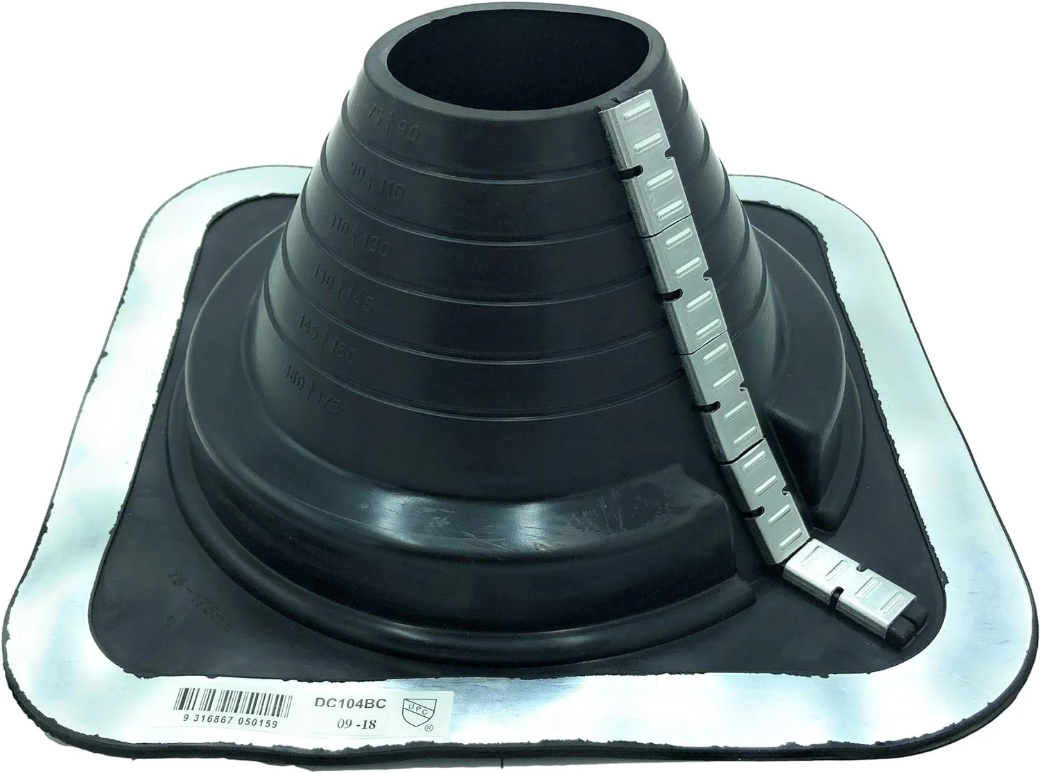 Dektite Black EPDM Zipper Combo Square Base - Retrofit Metal Roofing Pipe Flashing Boots - Image 4