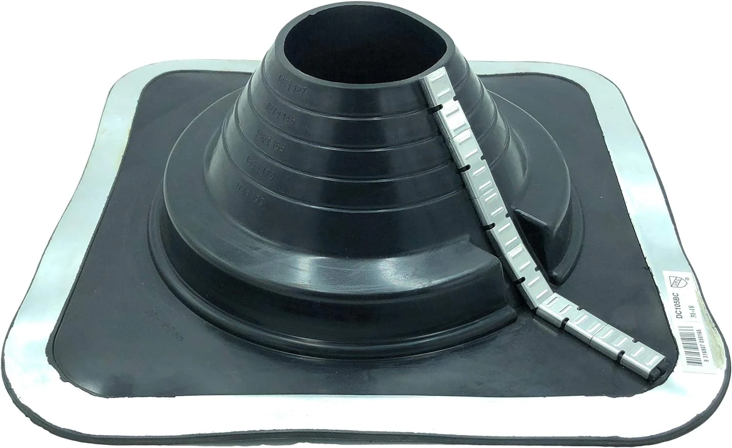 Dektite Black EPDM Zipper Combo Square Base - Retrofit Metal Roofing Pipe Flashing Boots - Image 5