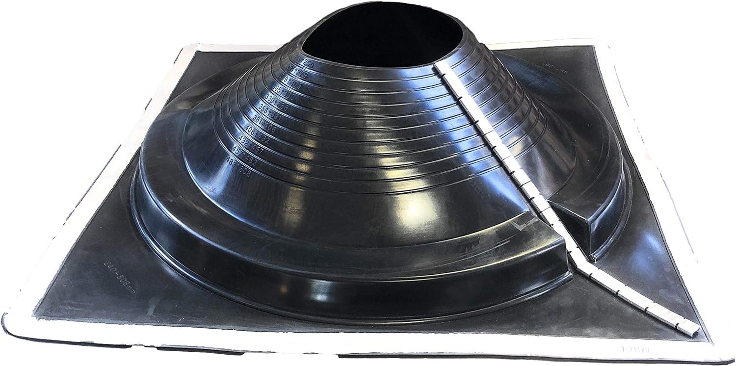 Dektite Black EPDM Zipper Combo Square Base - Retrofit Metal Roofing Pipe Flashing Boots - Image 9