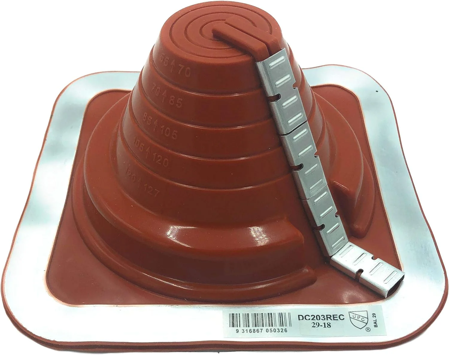 Dektite Red High Temp Silicone Zipper Combo Square Base  - Retrofit Metal Roofing Pipe Flashing Boots - Image 3