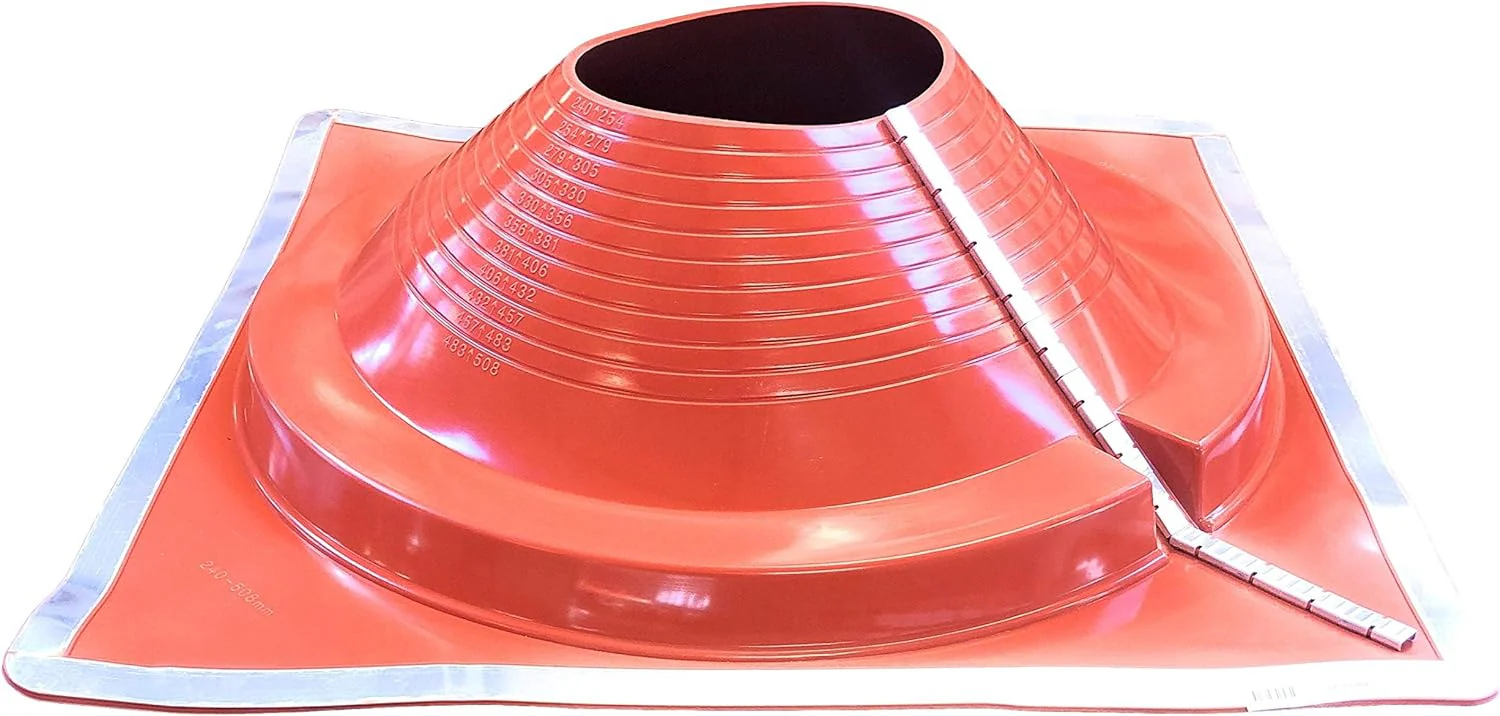 Dektite Red High Temp Silicone Zipper Combo Square Base  - Retrofit Metal Roofing Pipe Flashing Boots - Image 9