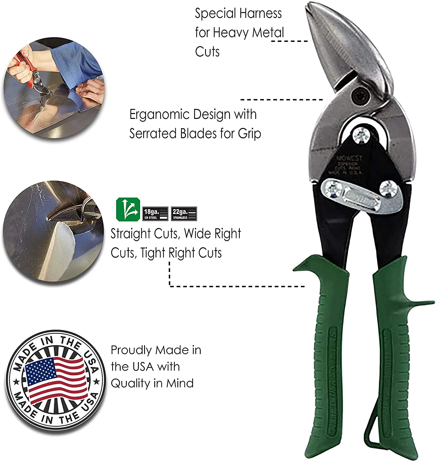 Midwest Aviation Tin Snips - Offset Tin Cutting Shears - Image 3